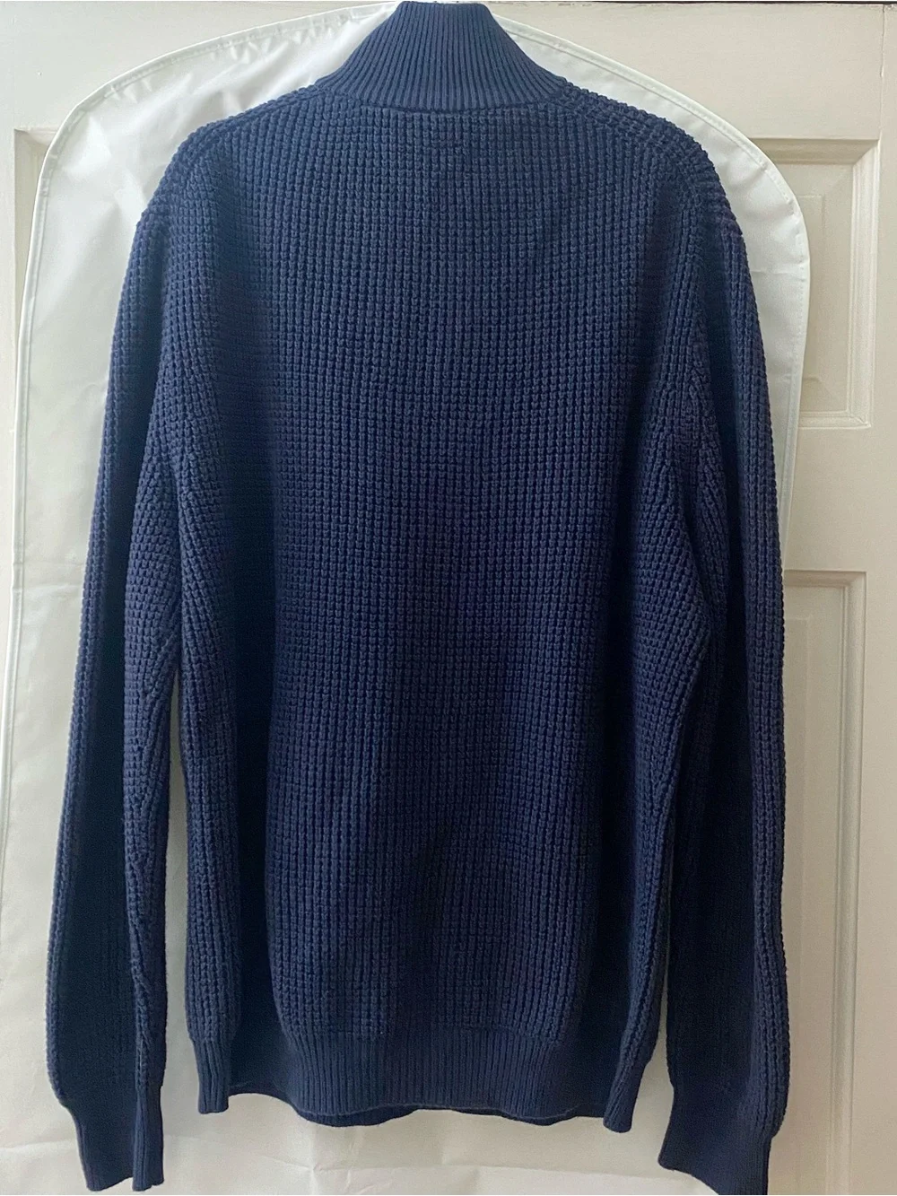 J. Crew men’s rugged cotton 1/4-zip sweater deep indigo MED H2713